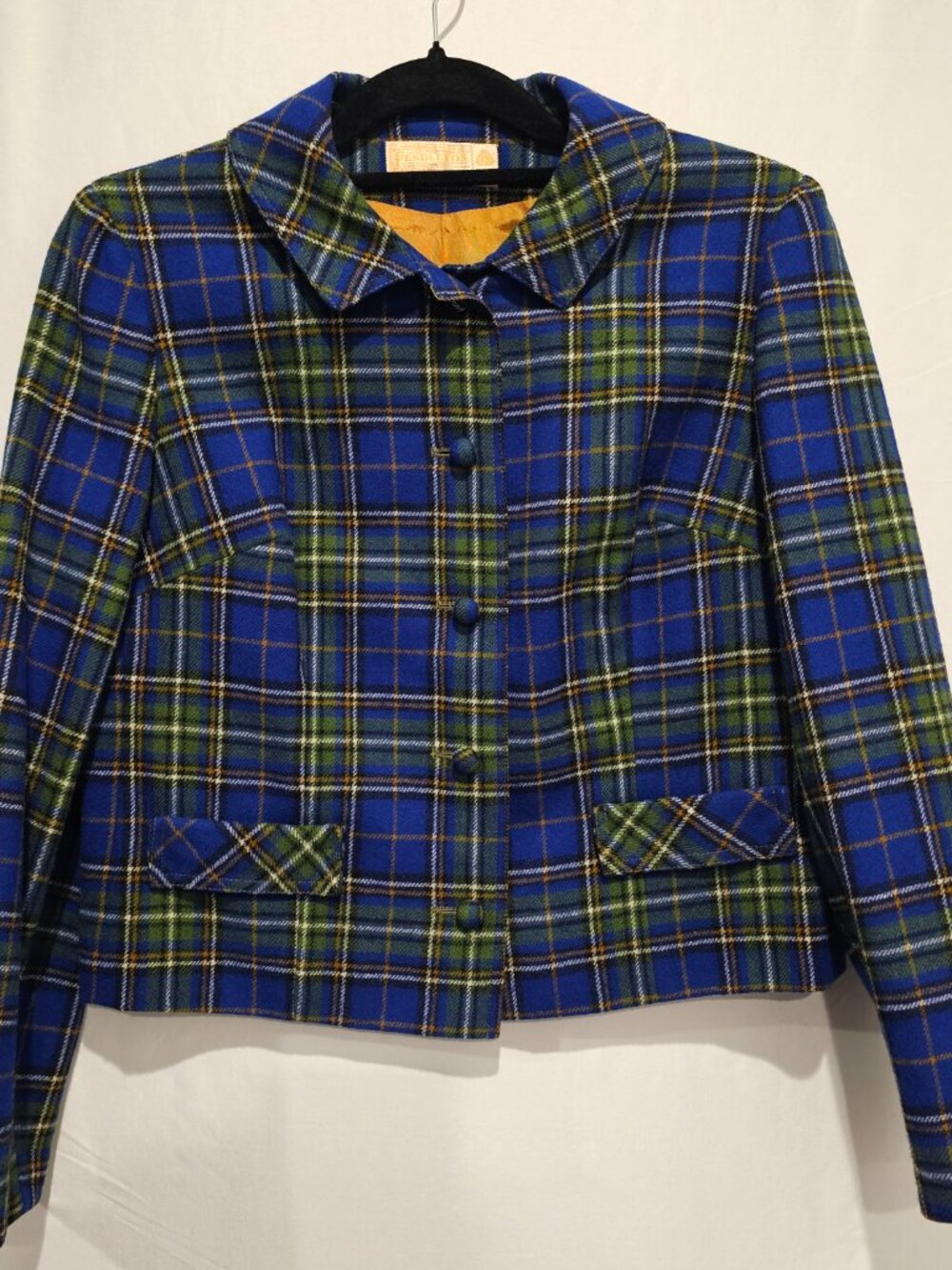 Vintage Pendleton Women's Wool Skirt Suit Size 12 Blue Green Tartan Plaid - Picture 4 of 14